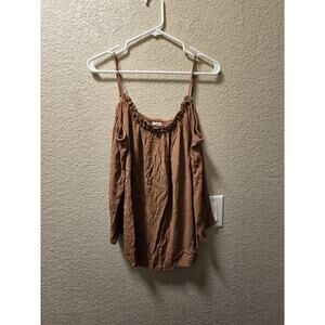 Maurices Strappy Blouse With Beaded Detail Brown Size 1X